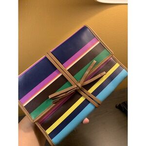 Stella & Dot Jewelry Travel Bag 'Bring Your Own Bling' Striped Colorful Pink